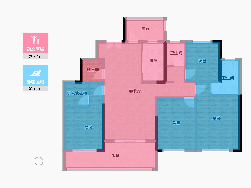 湖北省-十堰市-汉成世家-130.45-户型库-动静分区