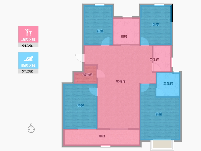 浙江省-金华市-滨江城投悦品-111.87-户型库-动静分区