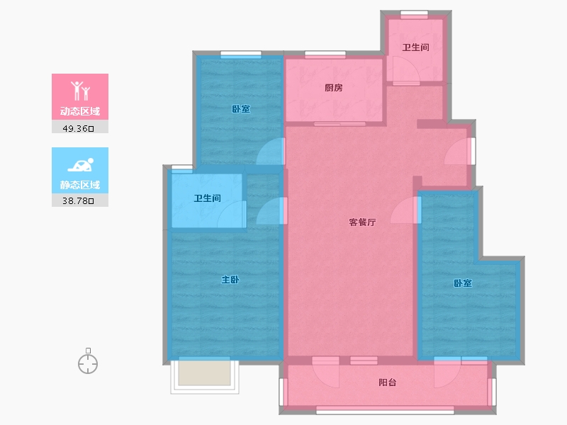 河北省-邢台市-遇建当代上品-77.92-户型库-动静分区