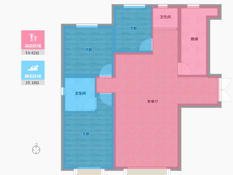 新疆维吾尔自治区-乌鲁木齐市-中建·玖悦-76.49-户型库-动静分区