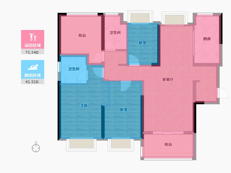 广东省-珠海市-湖心·金茂悦-100.00-户型库-动静分区