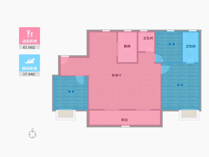 浙江省-湖州市-碧桂园云望里-92.67-户型库-动静分区