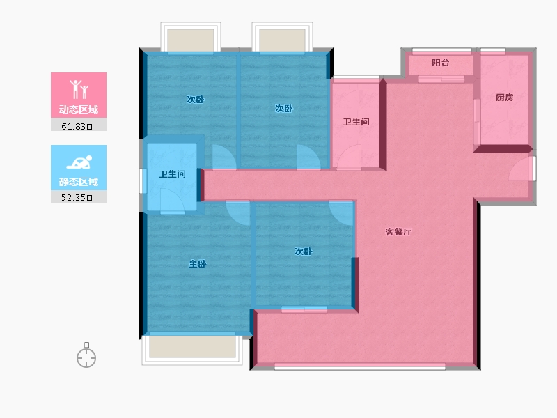 湖北省-襄阳市-津投·奥体华府-102.85-户型库-动静分区