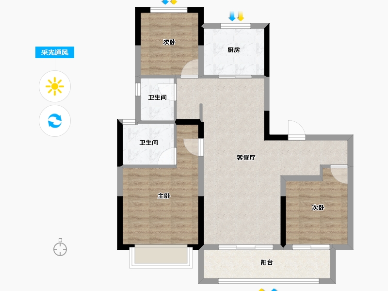 湖南省-长沙市-龙湖江与城-84.02-户型库-采光通风