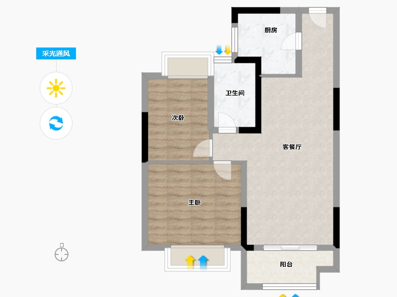 湖北省-武汉市-新城桃李郡-64.00-户型库-采光通风