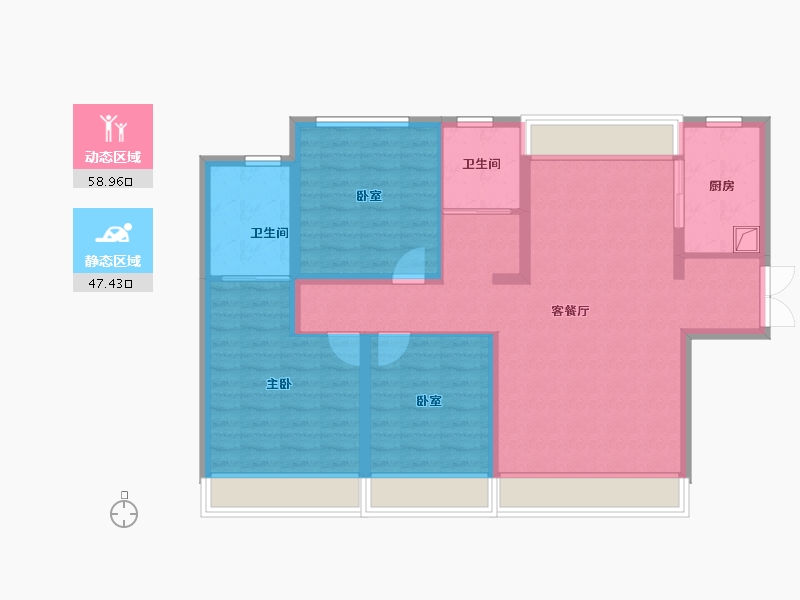 新疆维吾尔自治区-乌鲁木齐市-高铁·新城-95.33-户型库-动静分区