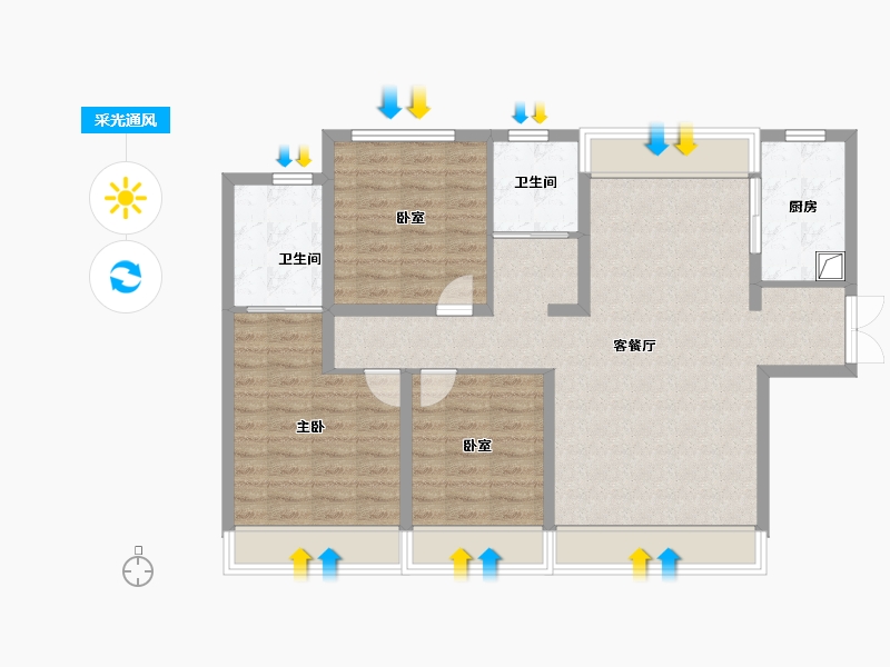 新疆维吾尔自治区-乌鲁木齐市-高铁·新城-95.33-户型库-采光通风