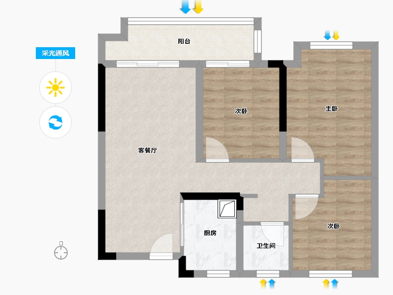 安徽省-芜湖市-大发上坤铭悦四季-69.00-户型库-采光通风