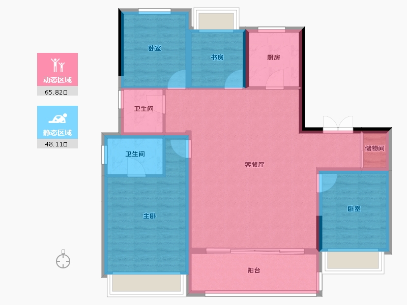 陕西省-西安市-华润置地港悦城-102.69-户型库-动静分区