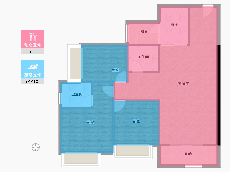 云南省-昆明市-佳兆业城市广场-88.75-户型库-动静分区