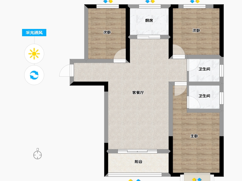 陕西省-榆林市-巨威金水熙岸-78.31-户型库-采光通风