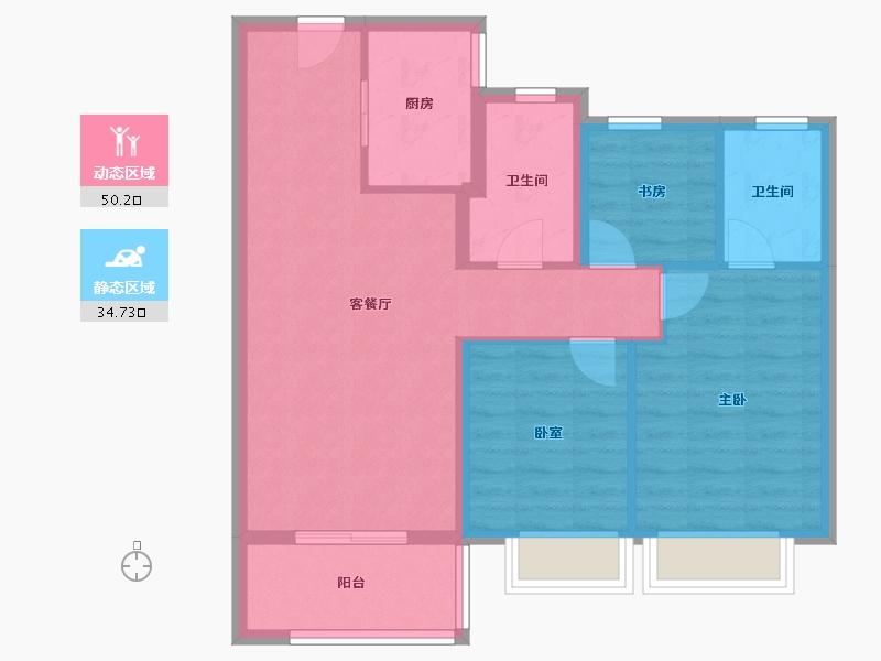 浙江省-温州市-万科大象城映象广场-76.00-户型库-动静分区