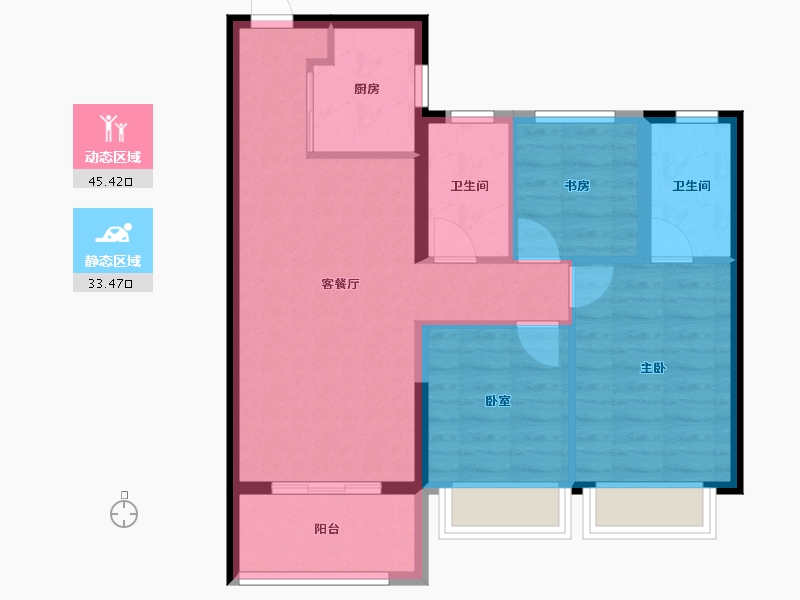 浙江省-绍兴市-星澜城-70.38-户型库-动静分区