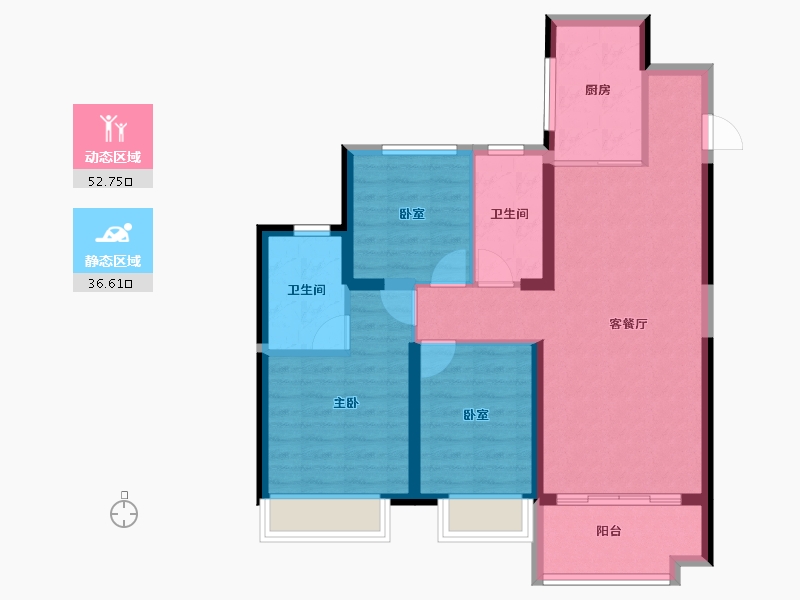 河北省-沧州市-保利拉菲公馆-79.75-户型库-动静分区