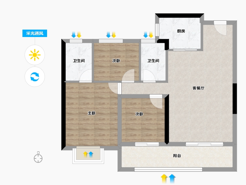 福建省-泉州市-福建一建桃源世家-77.94-户型库-采光通风