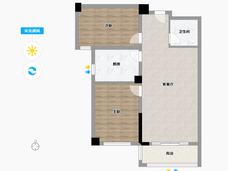 河南省-南阳市-长安福邸-75.95-户型库-采光通风