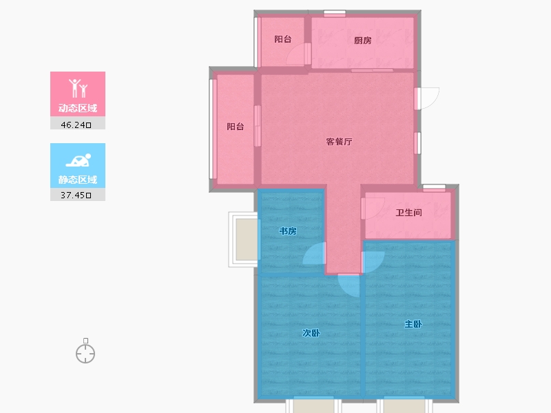 江苏省-镇江市-碧桂园凤凰城-75.00-户型库-动静分区