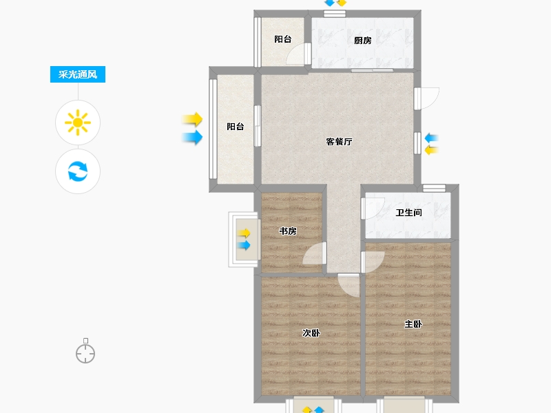 江苏省-镇江市-碧桂园凤凰城-75.00-户型库-采光通风