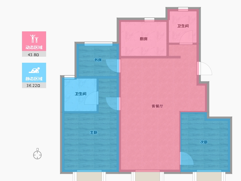 北京-北京市-中建长安麓院-72.00-户型库-动静分区