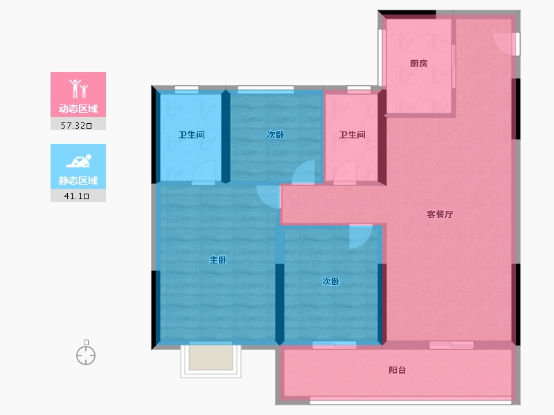 浙江省-台州市-德信·观澜府-88.00-户型库-动静分区