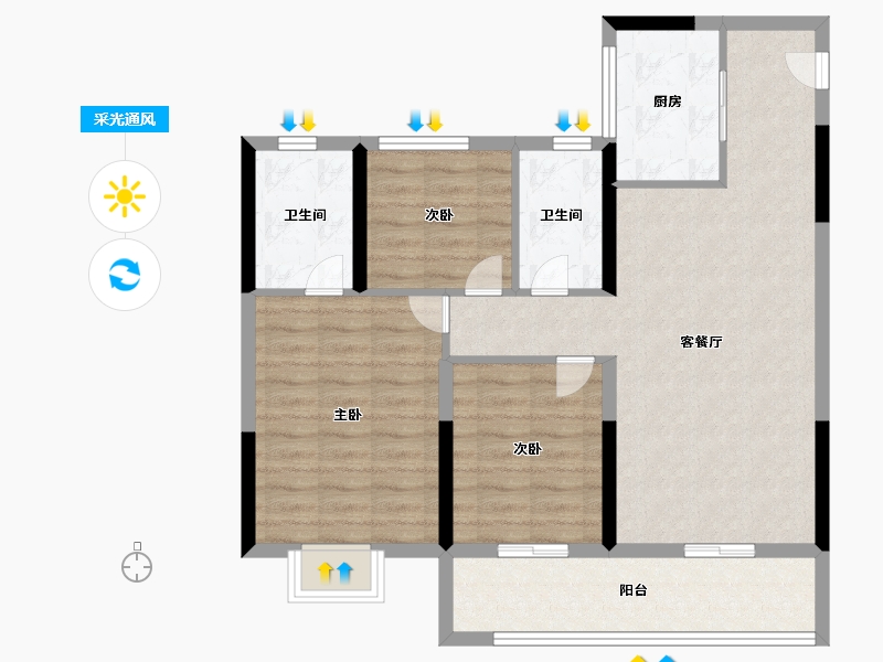 浙江省-台州市-德信·观澜府-88.00-户型库-采光通风