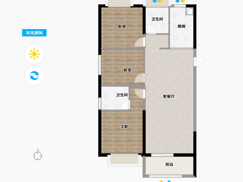 湖北省-武汉市-龙湖揽境-97.45-户型库-采光通风