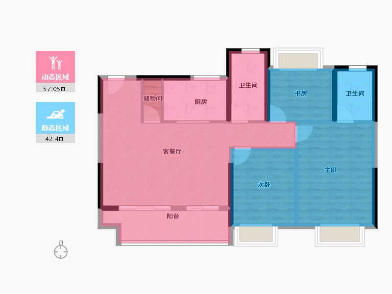 浙江省-温州市-永嘉中梁天宸-89.70-户型库-动静分区