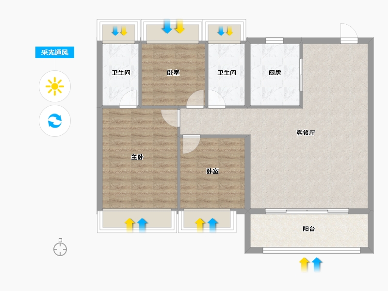 江苏省-苏州市-中国铁建·花语澜苑-92.00-户型库-采光通风