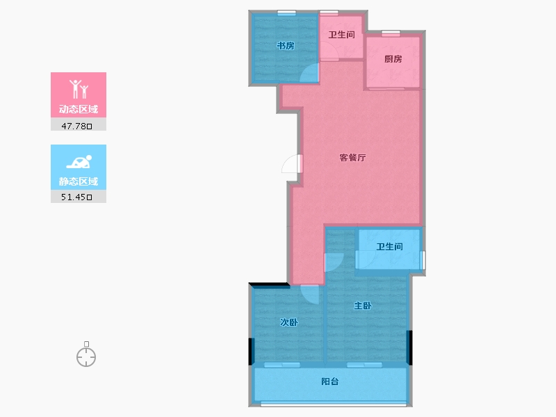 浙江省-杭州市-地铁越秀·星缦云渚-89.35-户型库-动静分区