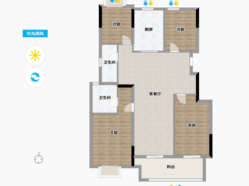 四川省-成都市-绿城明月蘭庭-123.87-户型库-采光通风