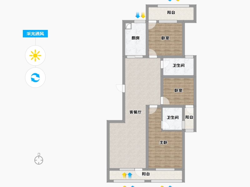 山东省-枣庄市-瑞源佳苑-104.22-户型库-采光通风