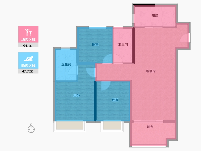 河北省-沧州市-保利拉菲公馆-96.80-户型库-动静分区