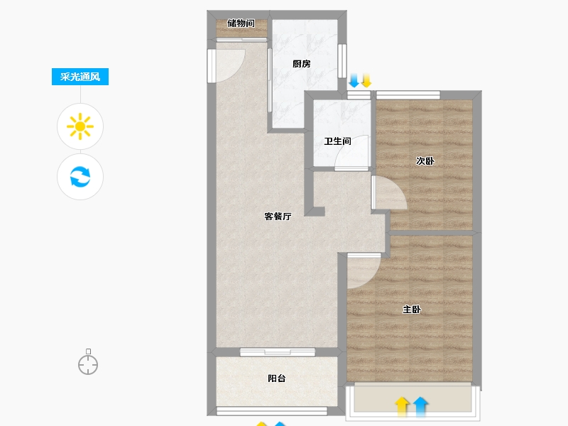 浙江省-杭州市-澳海百合云泽赋-64.00-户型库-采光通风