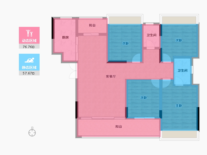 贵州省-遵义市-鸿城印象-120.89-户型库-动静分区