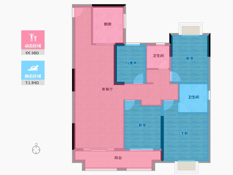 湖北省-武汉市-新城桃李郡-107.20-户型库-动静分区