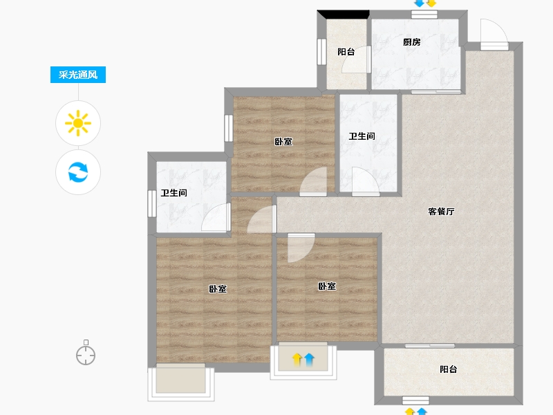 四川省-成都市-凤栖南庭-81.77-户型库-采光通风