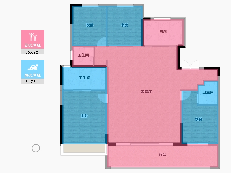 陕西省-西安市-华润置地港悦城-138.25-户型库-动静分区