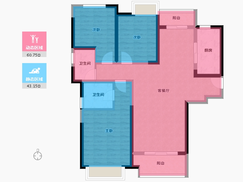 陕西省-西安市-星雨华府-91.99-户型库-动静分区