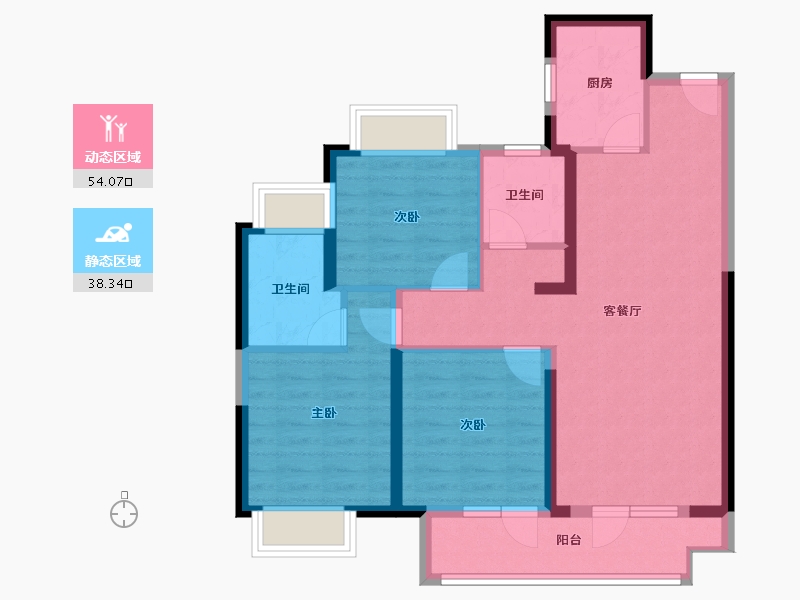 湖北省-武汉市-坤合云海城-81.89-户型库-动静分区