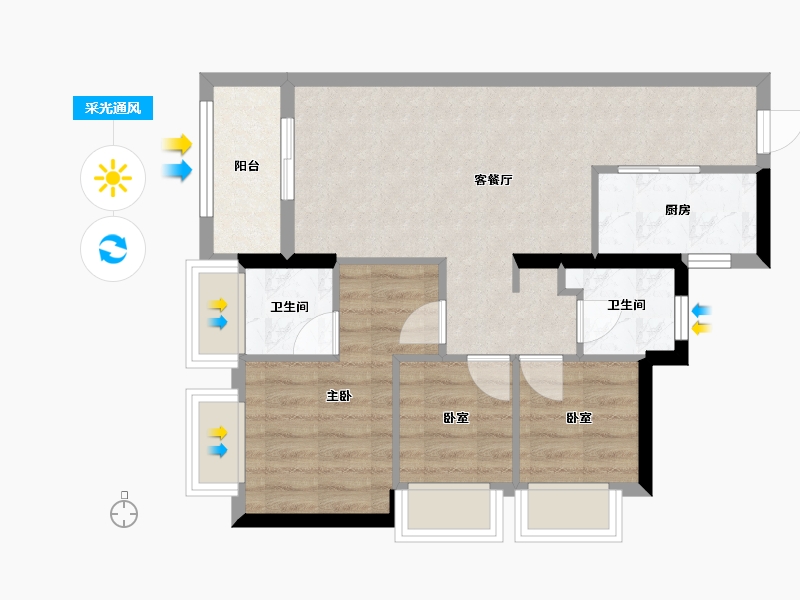 广东省-深圳市-安居凤桐苑-59.93-户型库-采光通风