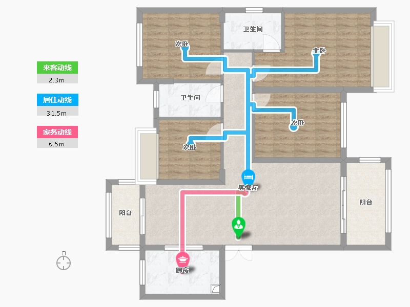 湖南省-衡阳市-锦绣兰亭-108.80-户型库-动静线