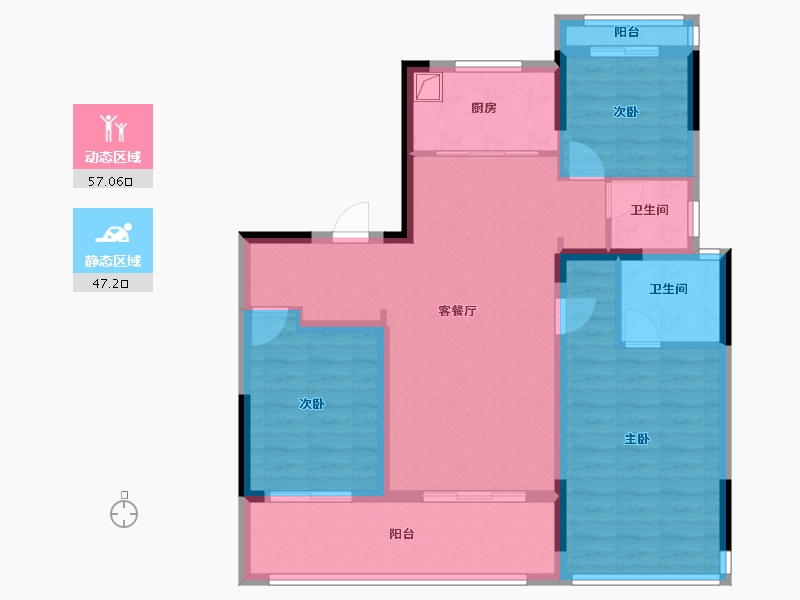 浙江省-台州市-裕景壹号公馆-92.92-户型库-动静分区