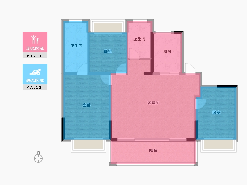 江苏省-苏州市-中国铁建·花语天辰-97.60-户型库-动静分区