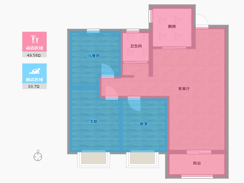 甘肃省-庆阳市-学熙府-70.63-户型库-动静分区