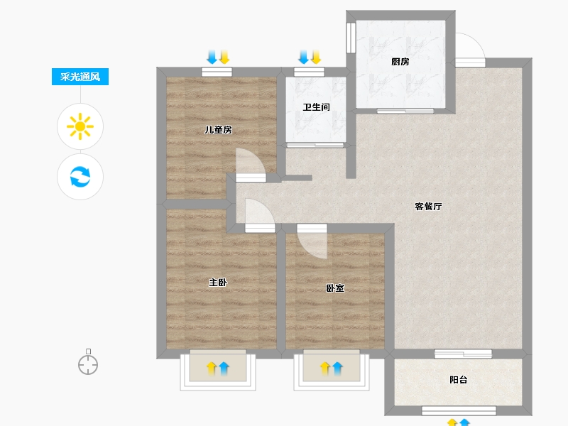 甘肃省-庆阳市-学熙府-70.63-户型库-采光通风