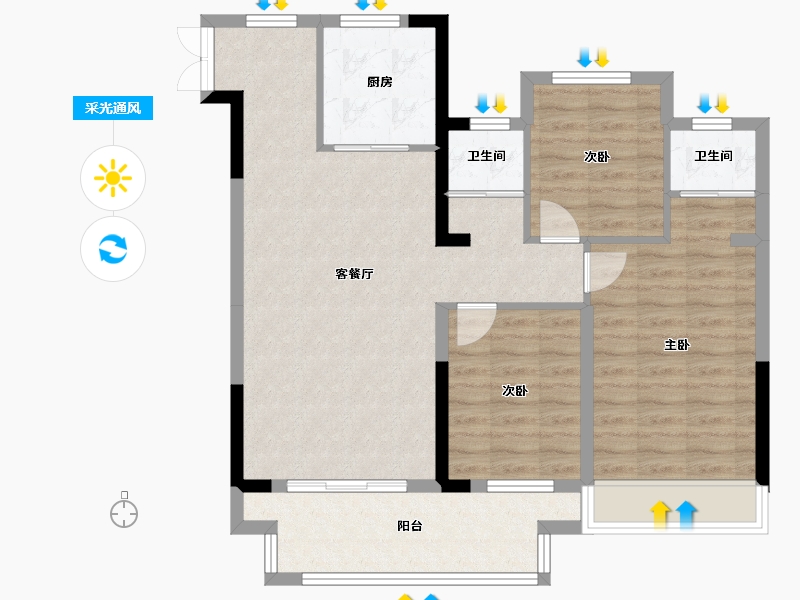 湖北省-十堰市-震洋贵府-94.40-户型库-采光通风