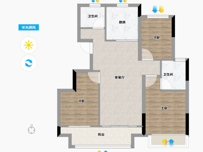 浙江省-湖州市-房总东茂府-76.00-户型库-采光通风