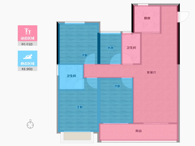 浙江省-杭州市-滨江大家招商锦翠金宸府-100.00-户型库-动静分区