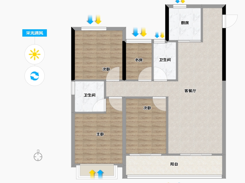 浙江省-杭州市-滨江大家招商锦翠金宸府-100.00-户型库-采光通风