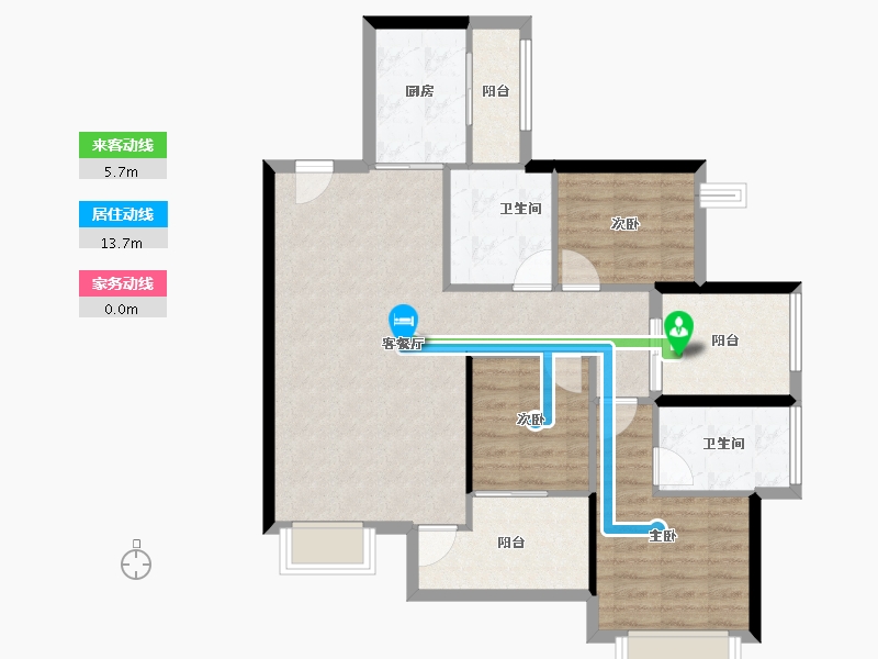 海南省-海口市-龙岸·君粼-88.57-户型库-动静线